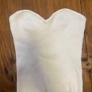 Abercrombie & Fitch White Strapless Ribbed Top